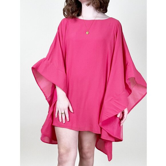 Vintage Ruffle Wide Flare Bell Sleeve Tunic Mini Dress Mod Barbiecore Barbie 70s - Picture 6 of 12